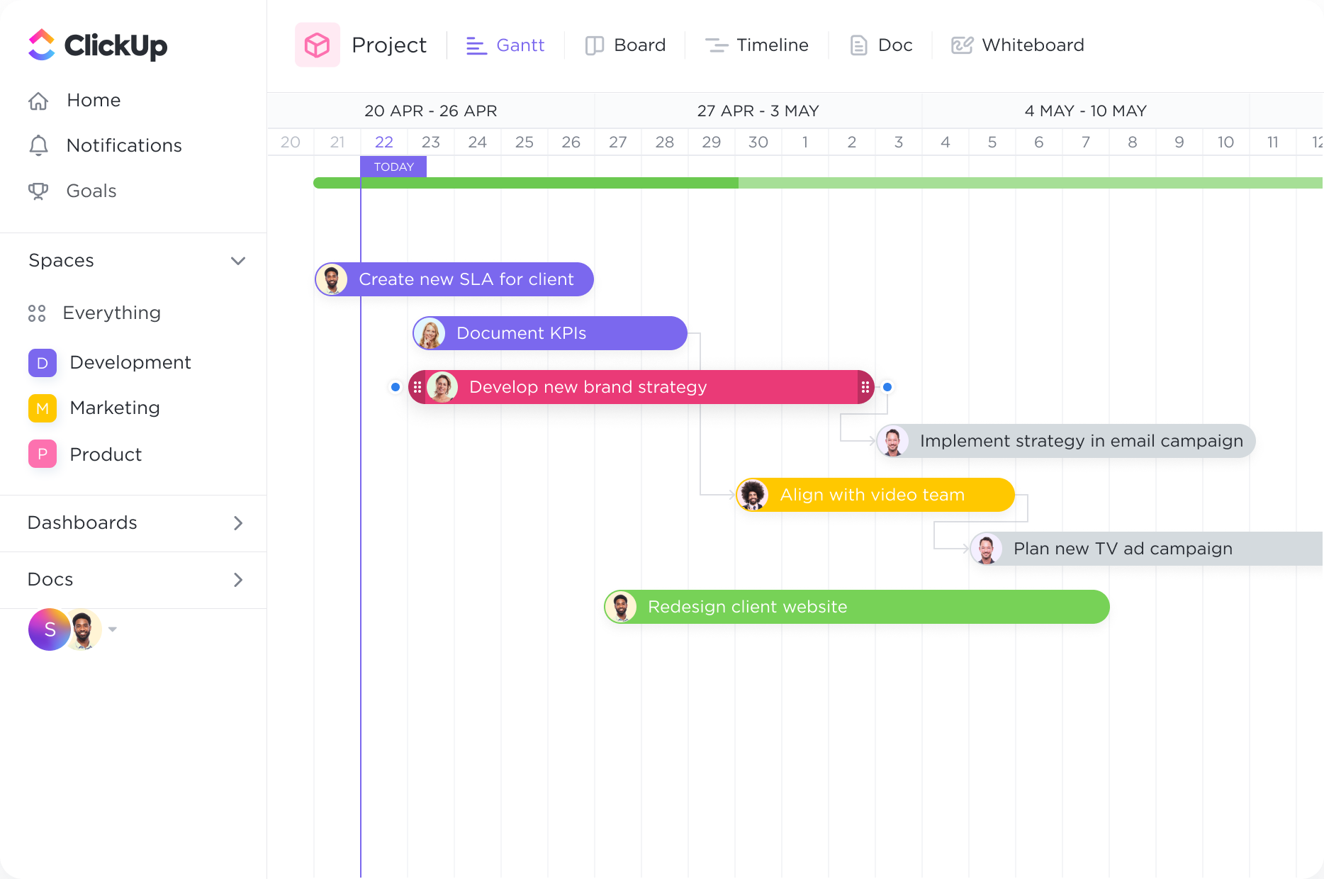 Visualize and manage any project with Gantt charts.